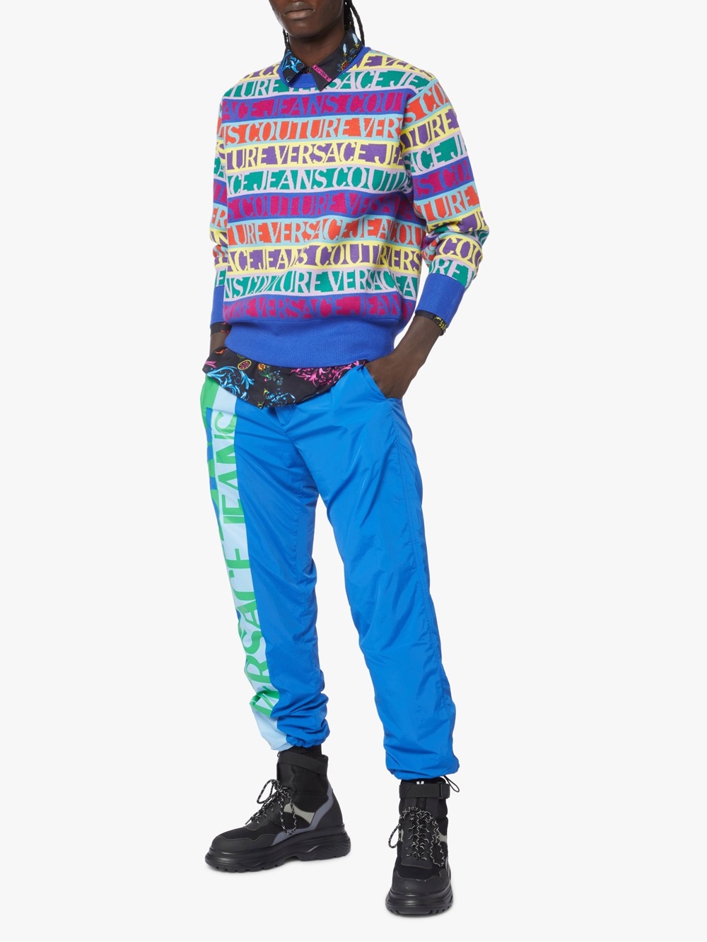 Versace Jeans Couture Maglione Jcquard Multi Logo Sweater Sz XXL Men’s
(Jul A-1)